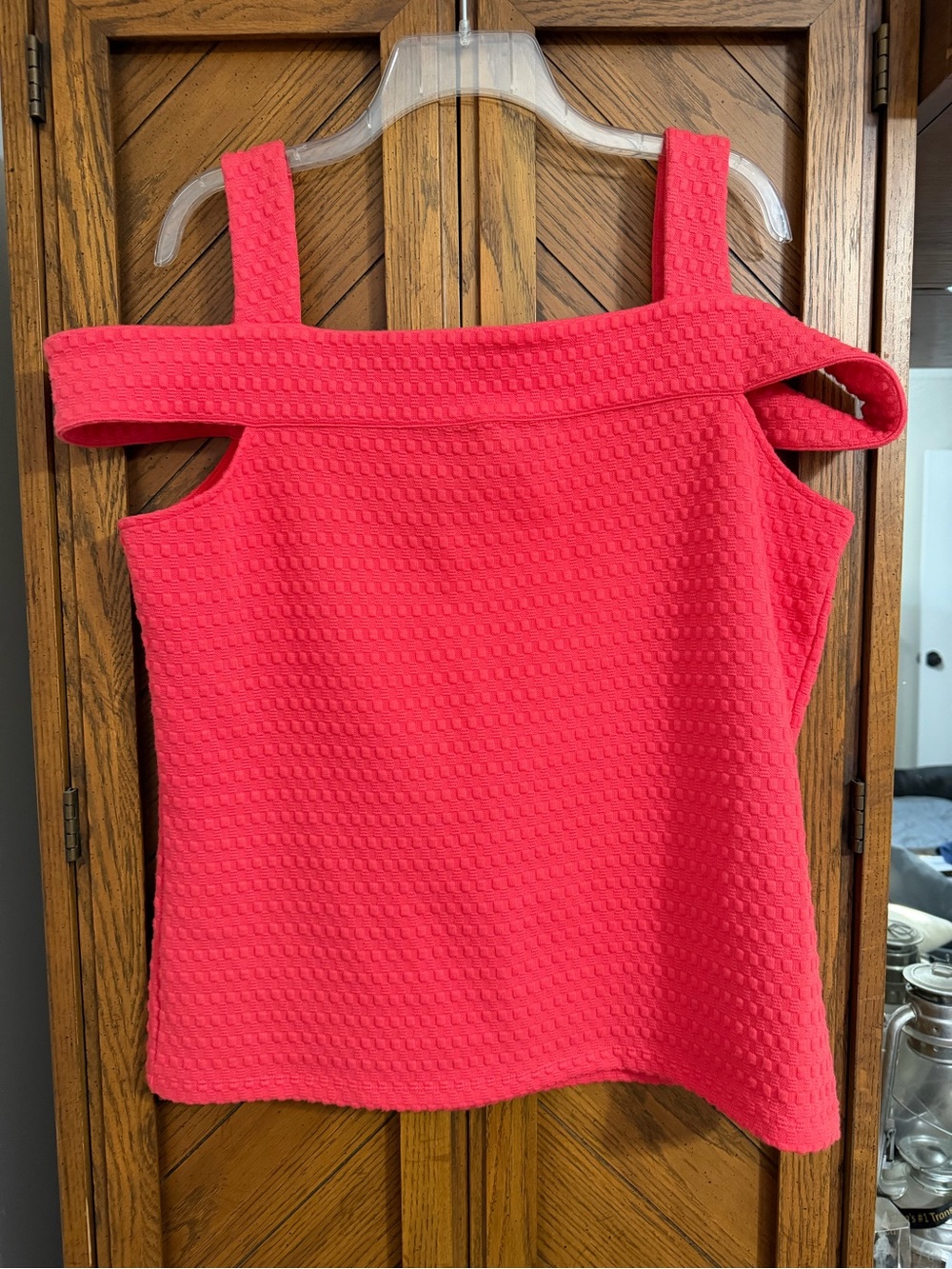 Michael Kors Textured Off-Shoulder Camisole in Bright Pink